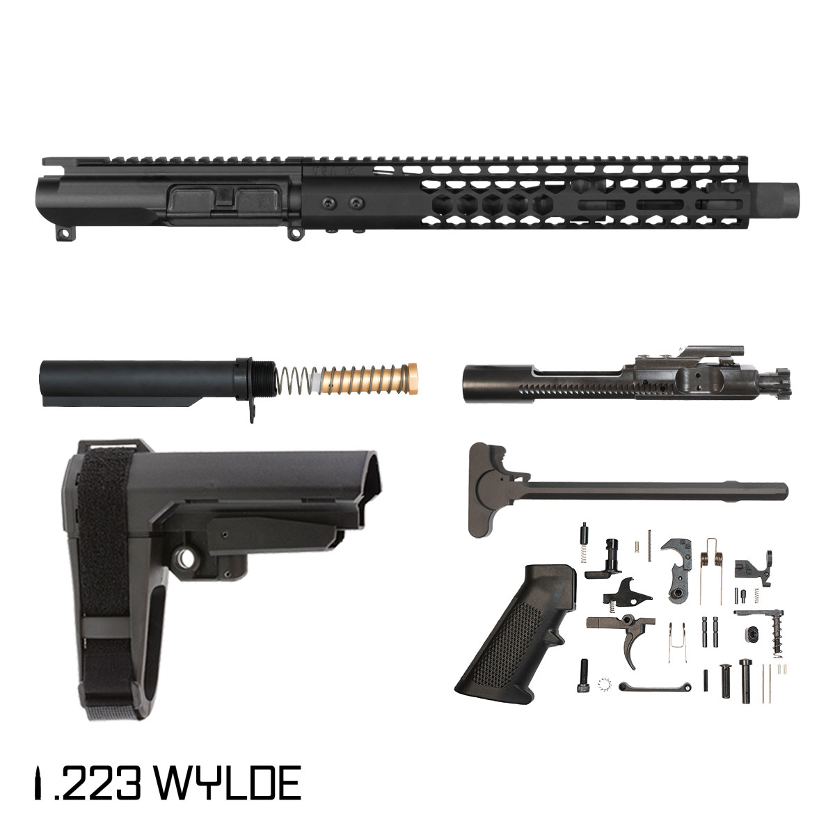 Davidson Defense Shorebound w/SBA3 Brace 11.5-inch Carbine-Gas 1:8 223 Wylde AR-15 M-Lok Handguard Pistol Full Build Kit
