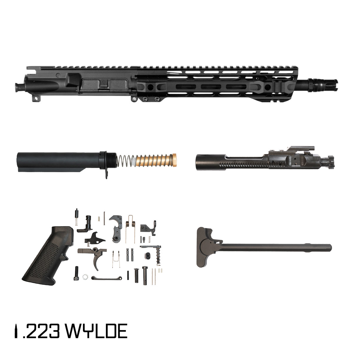 Davidson Defense Whisper SBR Ready 11.5-inch Carbine-Gas 1:8 223 Wylde AR-15 M-Lok Pistol Full Build Kit, Plan B Trident Flash Hider