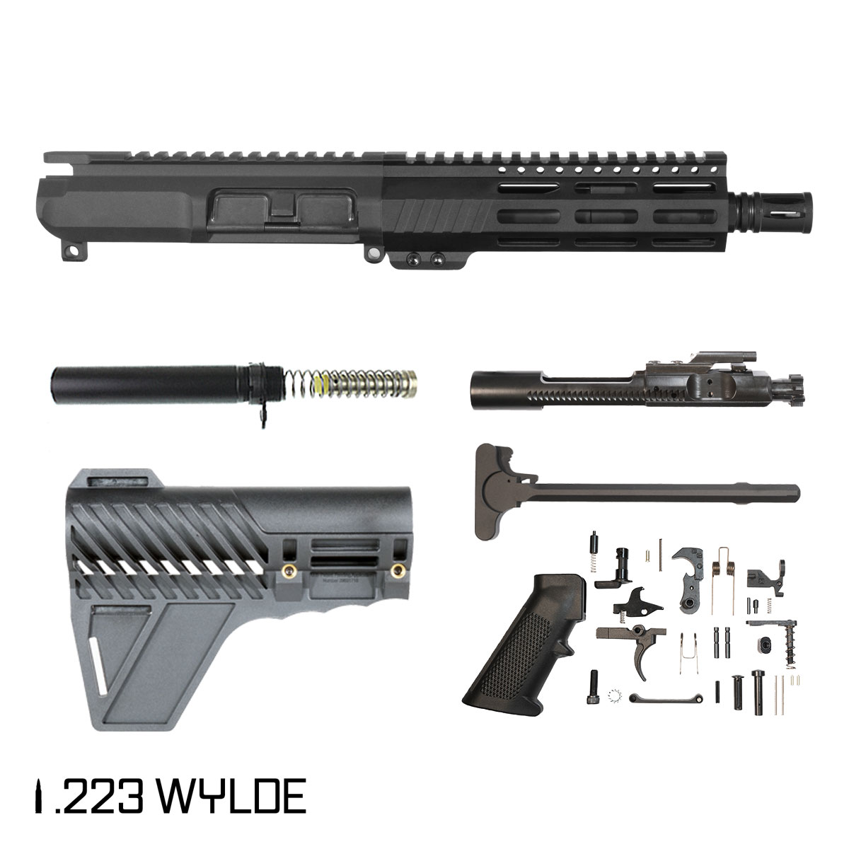 Davidson Defense Hotdrop w/Gauntlet Arms Brace 7.5-inch Pistol-Gas 1:7 .223 Wylde AR-15 M-Lok Pistol Full Build Kit