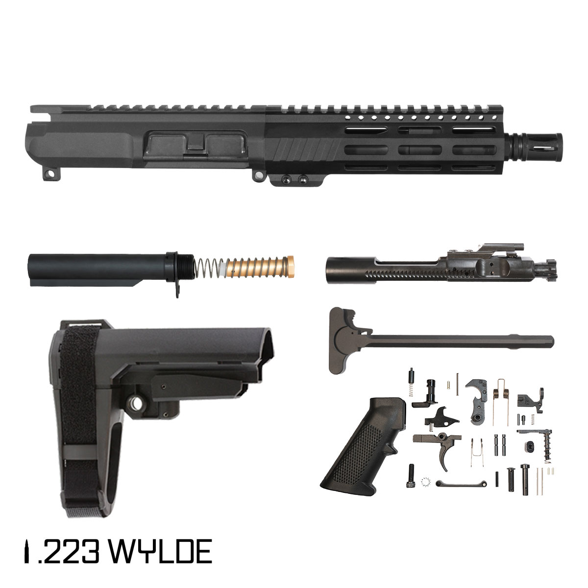 Davidson Defense Hotdrop w/SBA3 Brace 7.5-inch Pistol-Gas 1:7 .223 Wylde AR-15 M-Lok Pistol Full Build Kit