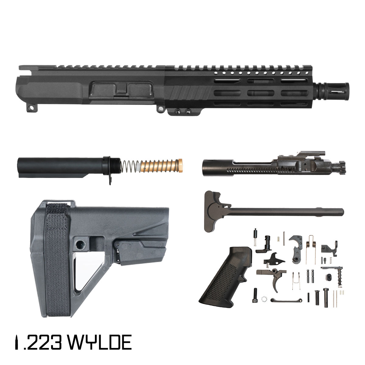 Davidson Defense Hotdrop w/SBA5 Brace 7.5-inch Pistol-Gas 1:7 .223 Wylde AR-15 M-Lok Pistol Full Build Kit