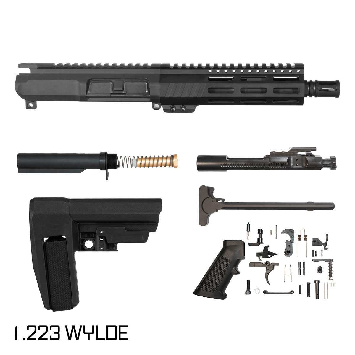 Davidson Defense Hotdrop w/SBA6 Brace 7.5-inch Pistol-Gas 1:7 .223 Wylde AR-15 M-Lok Pistol Full Build Kit