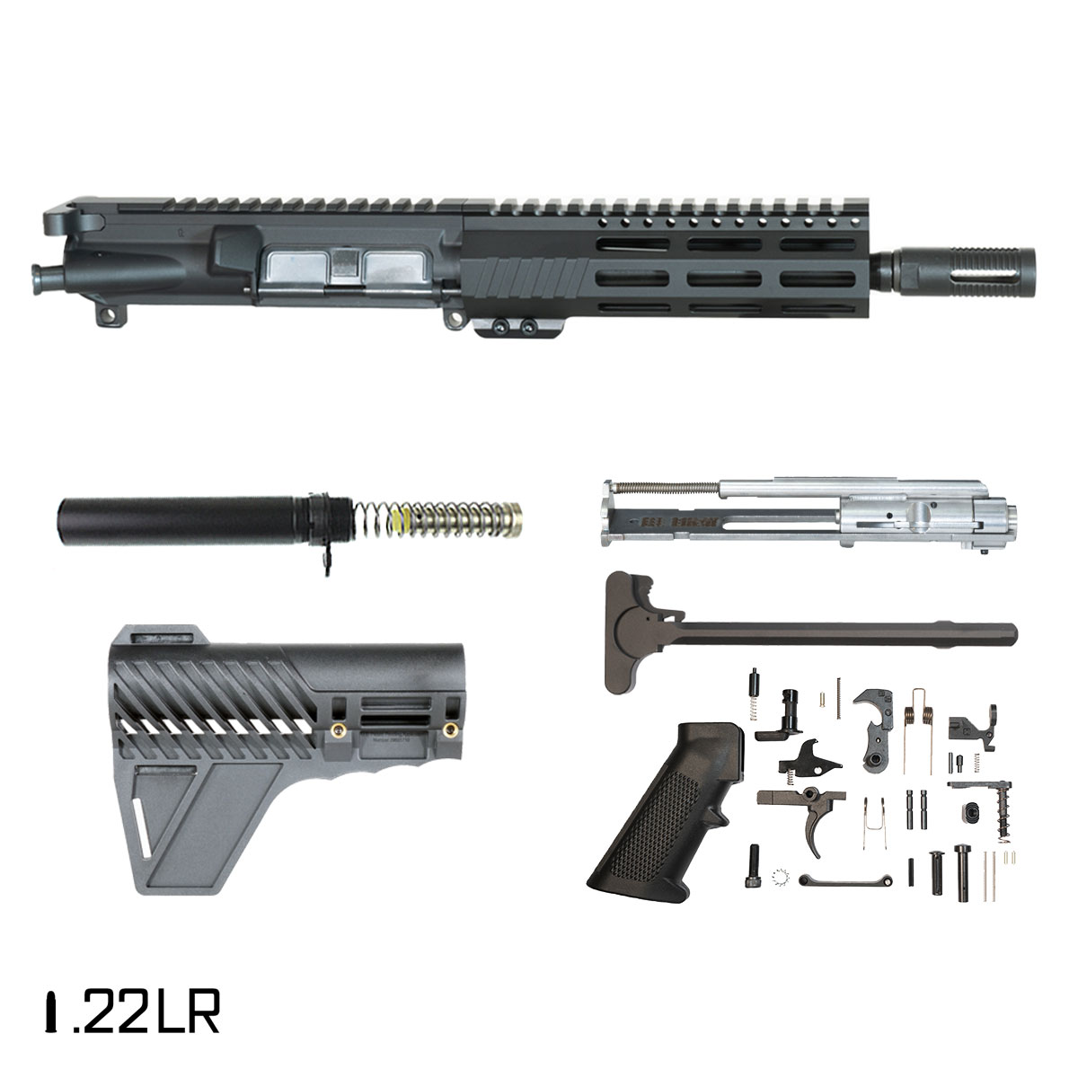 Davidson Defense Aegis w/Gauntlet Arms Brace 9-inch .22 LR AR-15 Freefloat M-Lok Handguard Pistol Full Build Kit