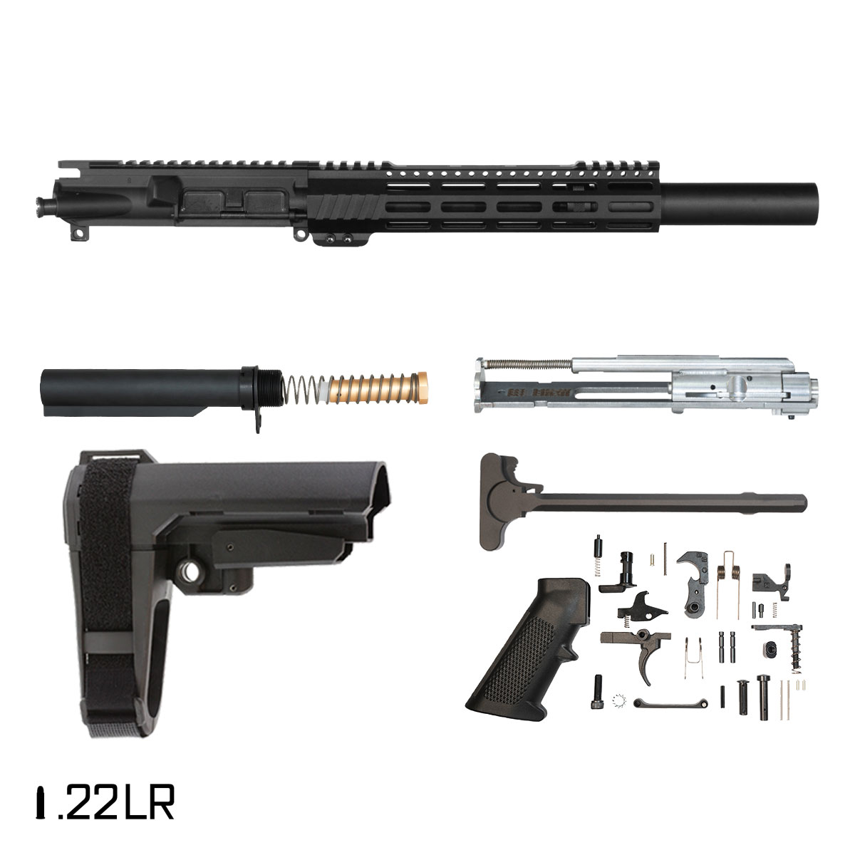 Davidson Defense Aegis Lightweight w/SBA3 Brace 9-inch .22 LR AR-15 M-Lok Handguard Pistol Full Build Kit