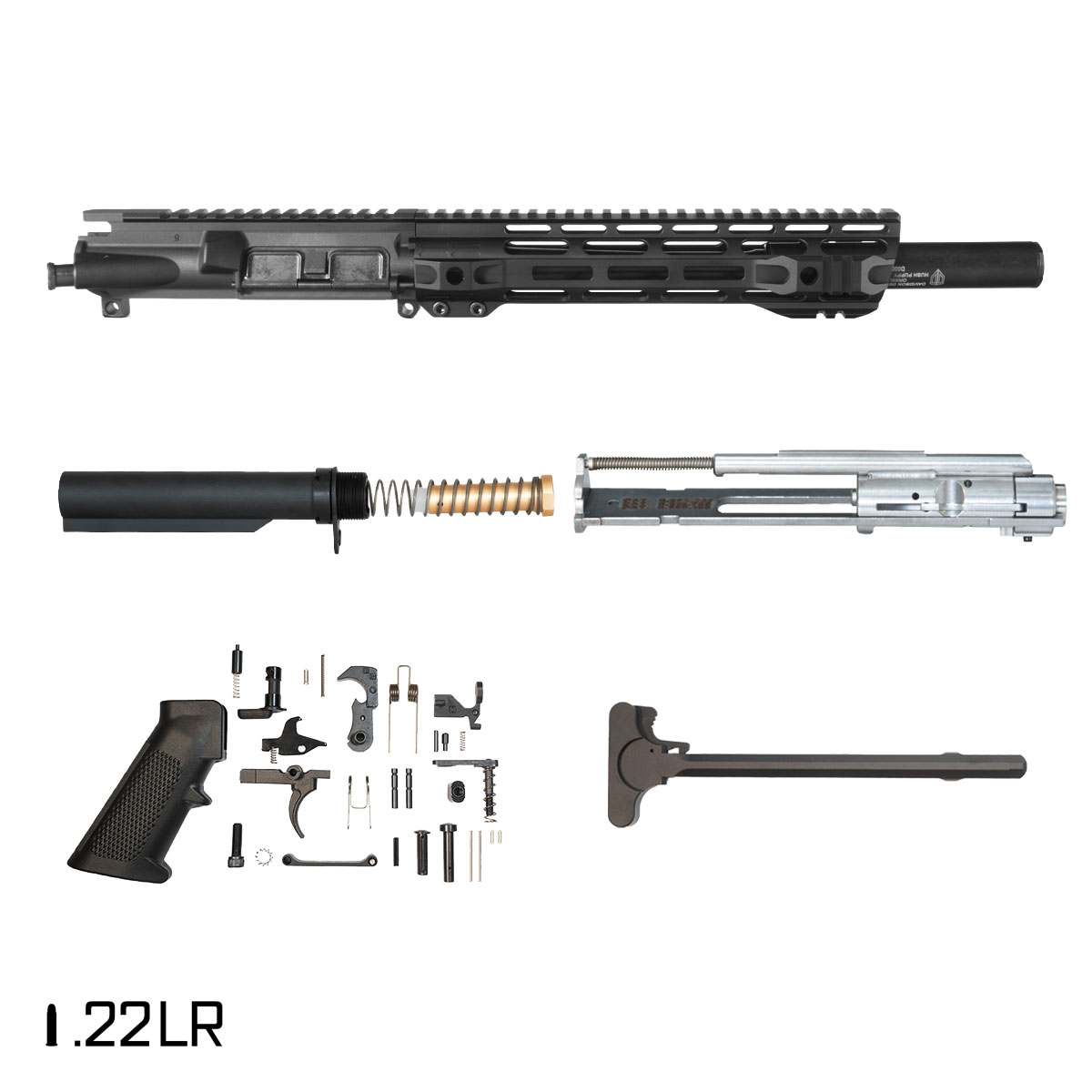 Davidson Defense Holdfast 9-inch .22 LR AR-15 Freefloat M-Lok Handguard Pistol Full Build Kit, SBR Ready, Teardrop .22LR Suppressor