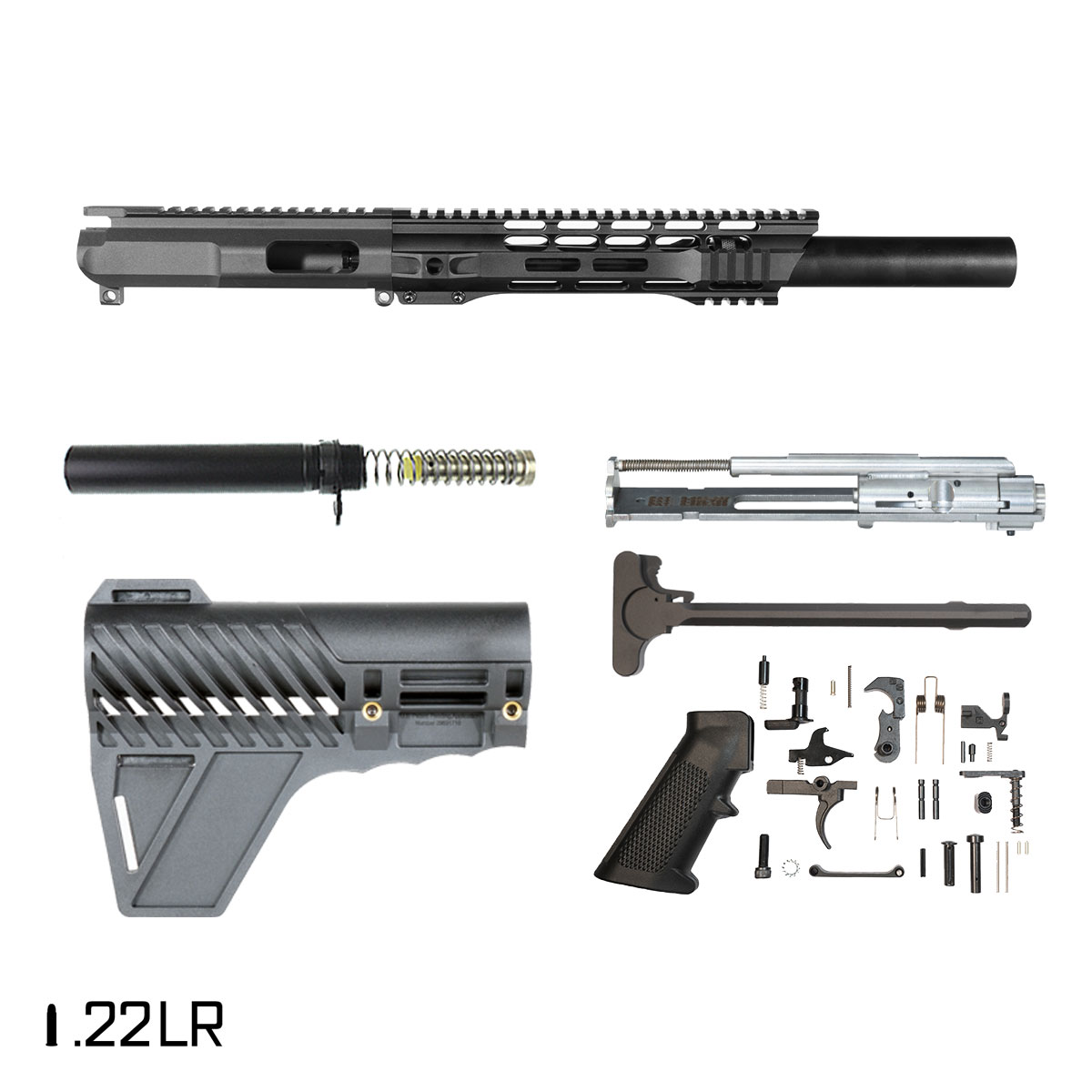 Davidson Defense Mink w/Gauntlet Arms Brace 9-inch  .22 LR AR-15 Freefloat M-Lok Handguard Pistol Full Build Kit