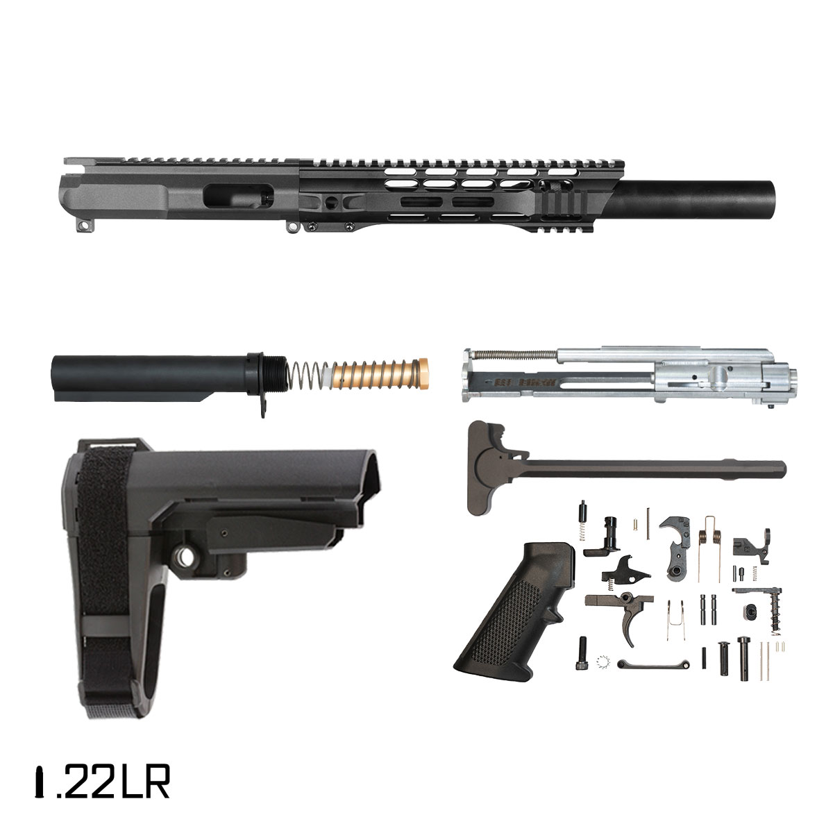 Davidson Defense Mink w/SBA3 Brace 9-inch  .22 LR AR-15 Freefloat M-Lok Handguard Pistol Full Build Kit