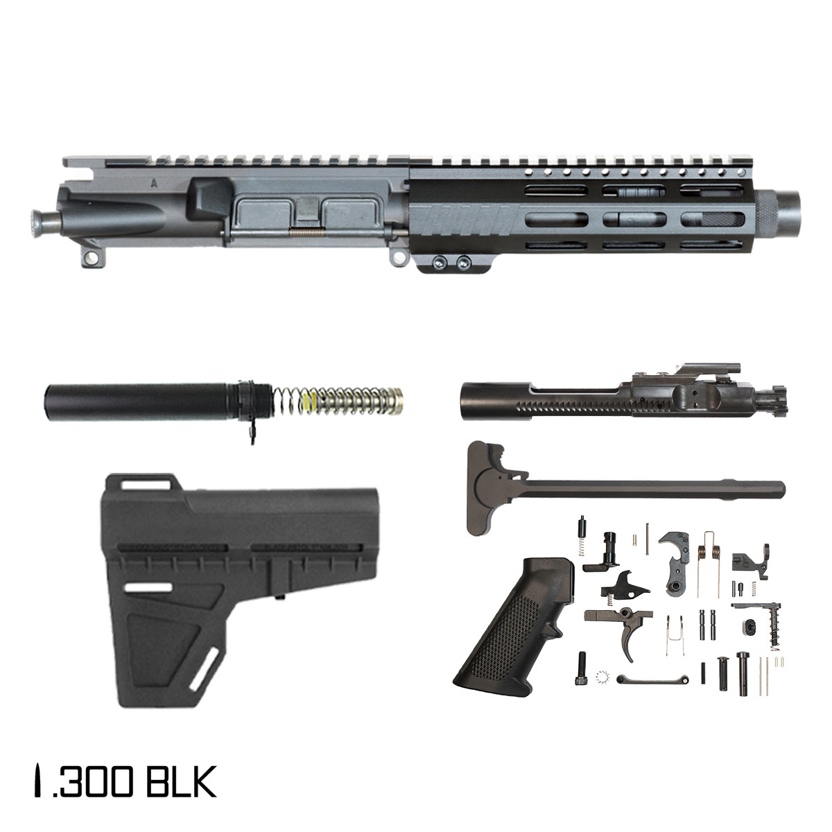 Davidson Defense Aegis w/KAK Brace 6-inch Pistol-Gas 1:7 .300 BLK AR-15 Freefloat M-Lok Handguard Pistol Full Build Kit
