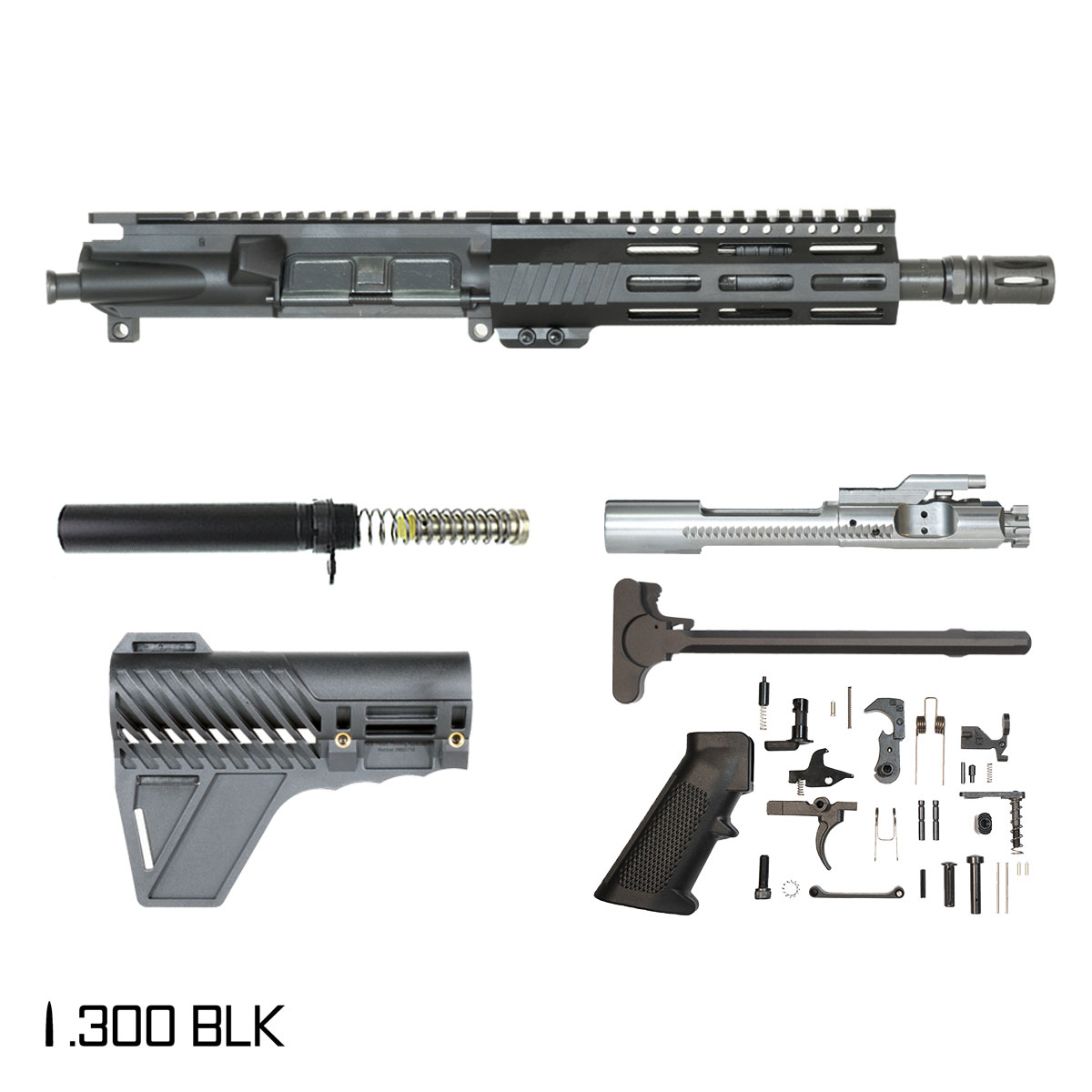 Davidson Defense Aegis w/Gauntlet Arms Brace 8.5-inch Pistol-Gas 1:8 .300 BLK AR-15 Freefloat M-Lok Handguard Pistol Full Build Kit