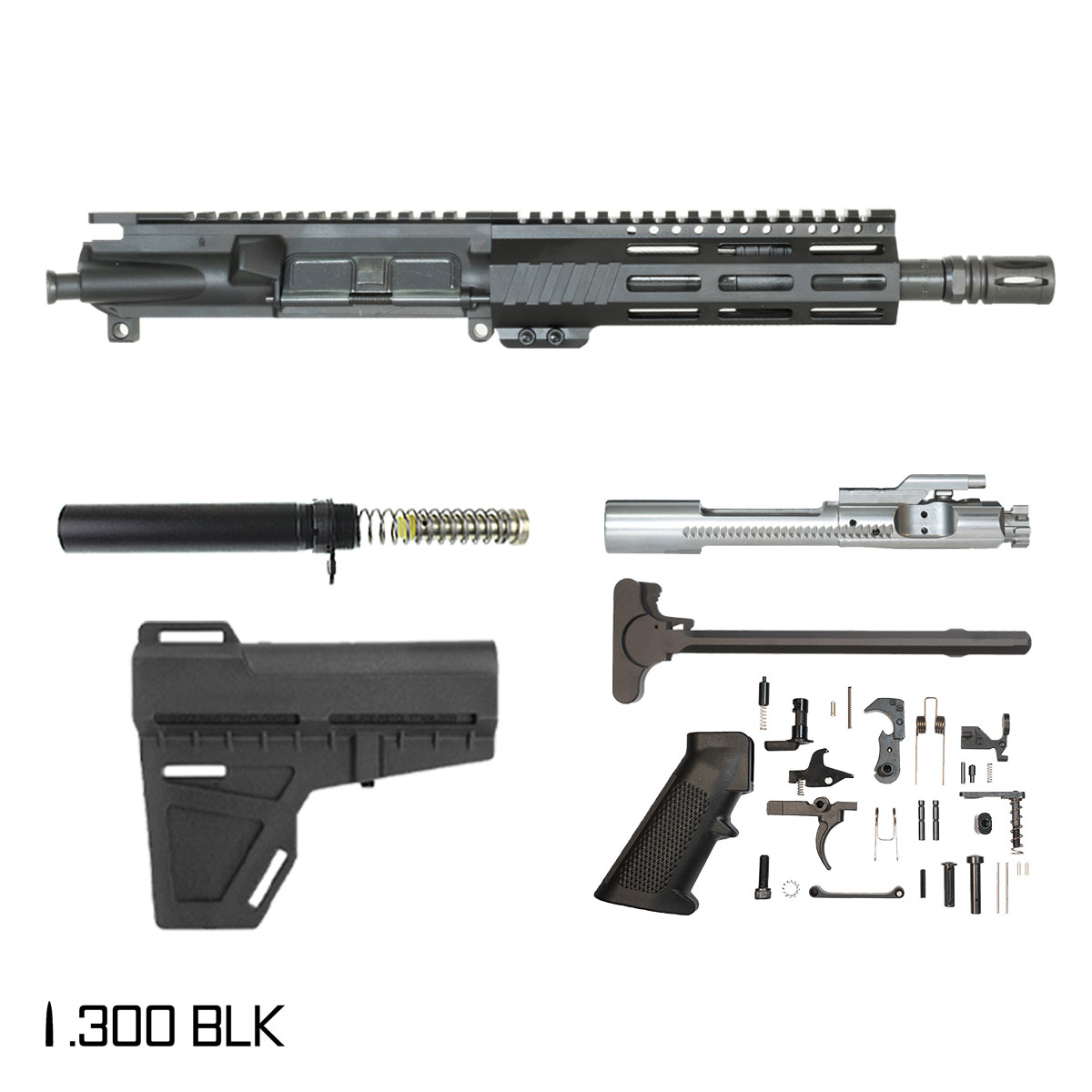 Davidson Defense Aegis w/KAK Brace 8.5-inch Pistol-Gas 1:8 .300 BLK AR-15 Freefloat M-Lok Handguard Pistol Full Build Kit