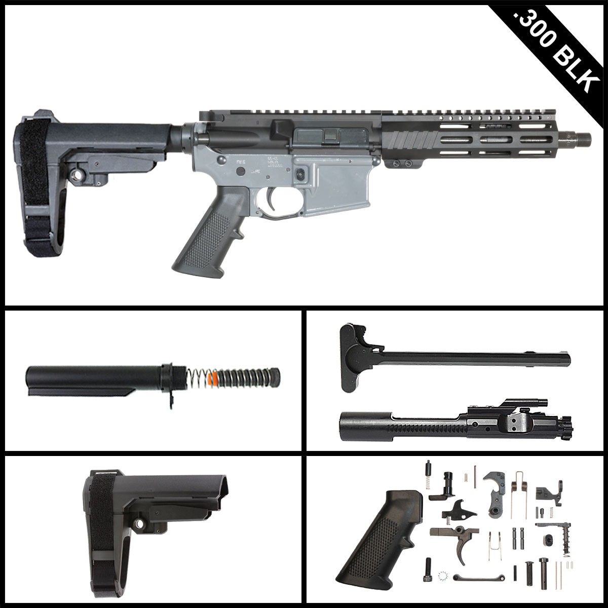 Davidson Defense Teleri w/SBA3 (Suppressor Ready) 8.5-inch AR-15 .300 BLK Pistol Full Build Kit