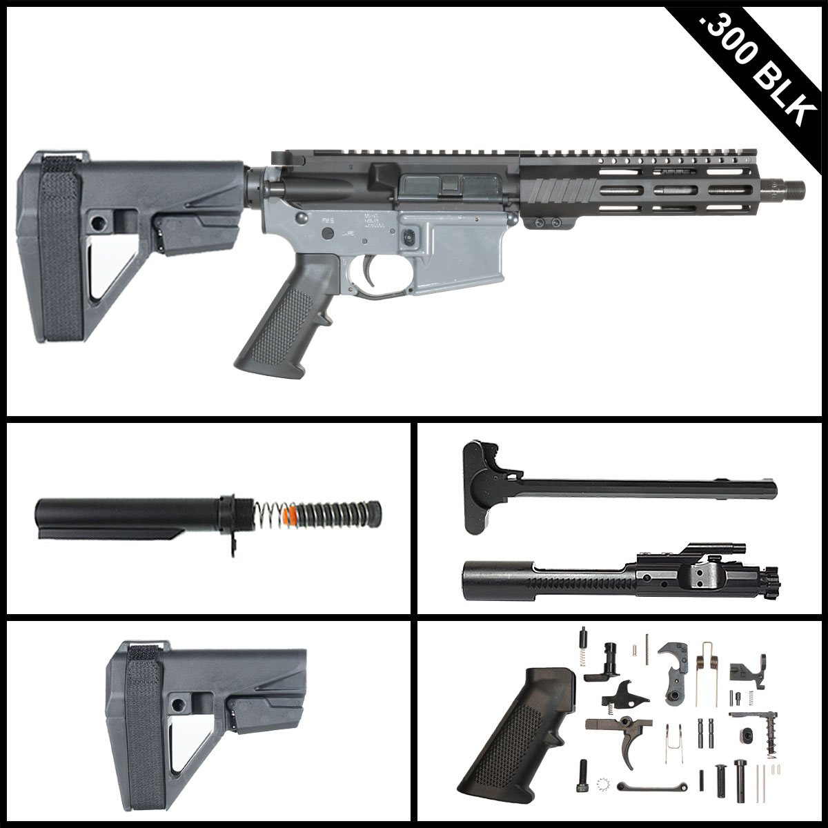 Davidson Defense Teleri w/SBA5 (Suppressor Ready) 8.5-inch AR-15 .300 BLK Pistol Full Build Kit