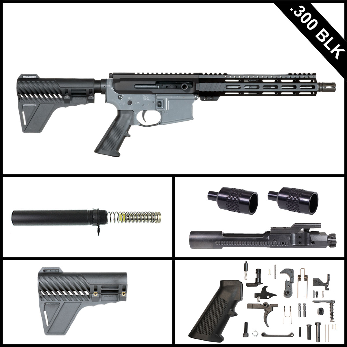 Davidson Defense Side Plan w/Gauntlet Arms Brace 10.5-inch AR-15 .300 BLK Pistol Full Build Kit