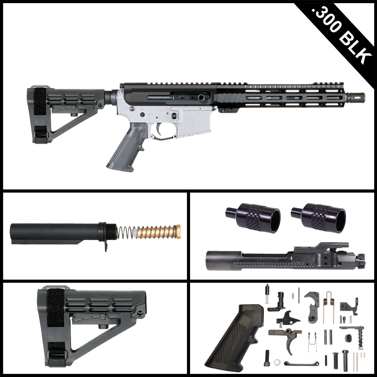 Davidson Defense Side Plan w/SBA4 Brace 10.5-inch AR-15 .300 BLK Pistol Full Build Kit