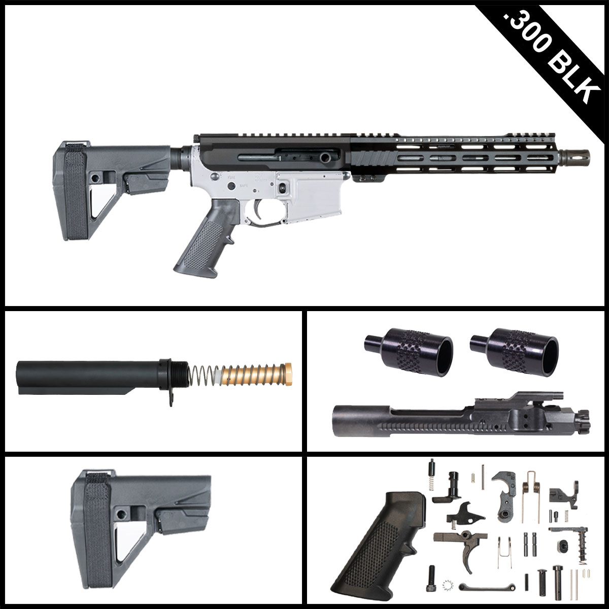 Davidson Defense Side Plan w/SBA5 Brace 10.5-inch AR-15 .300 BLK Pistol Full Build Kit