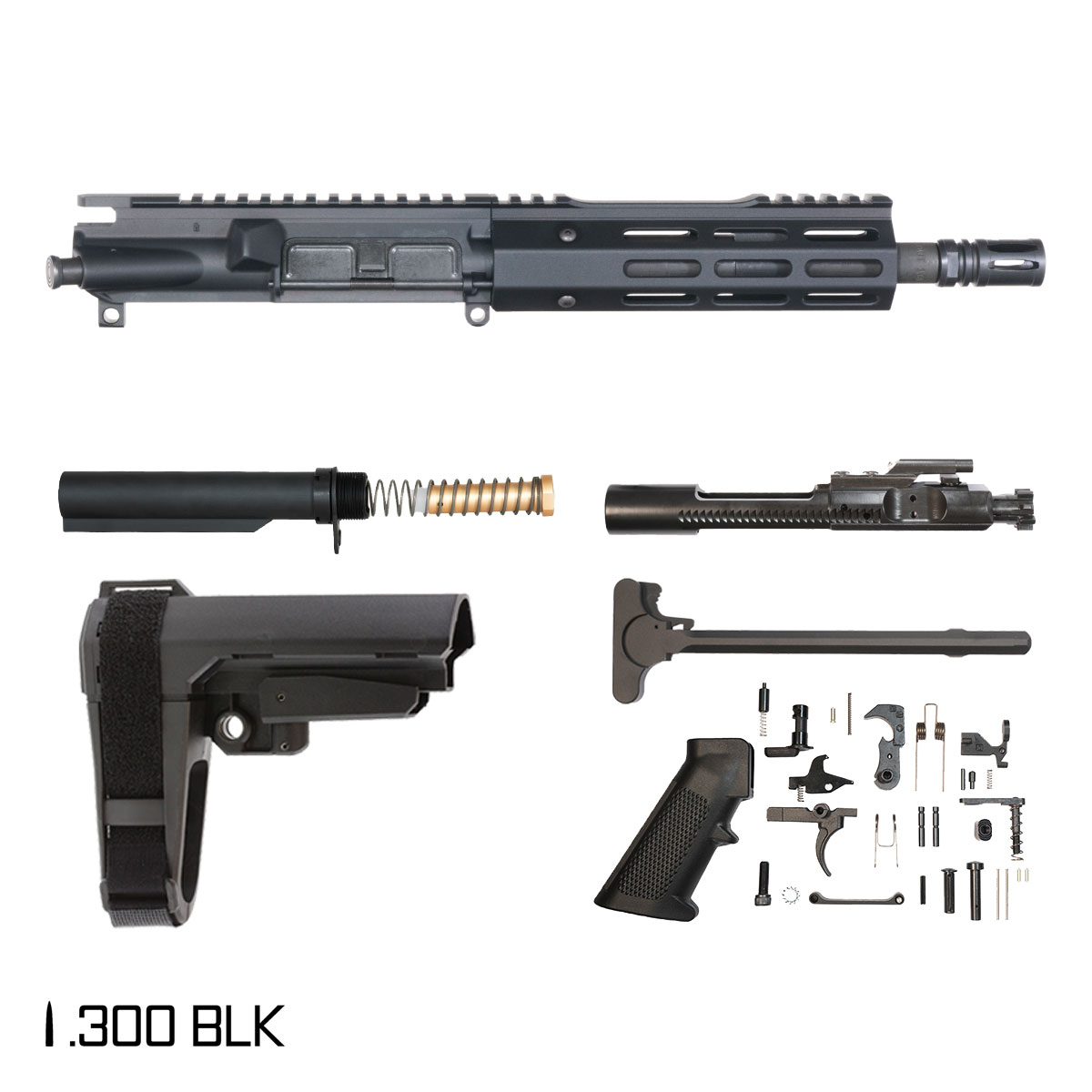 Davidson Defense Coldfire w/SBA3 Brace 8.5-inch Pistol-Gas 1:8 .300 BLK AR-15 Freefloat M-Lok Handguard Pistol Full Build Kit