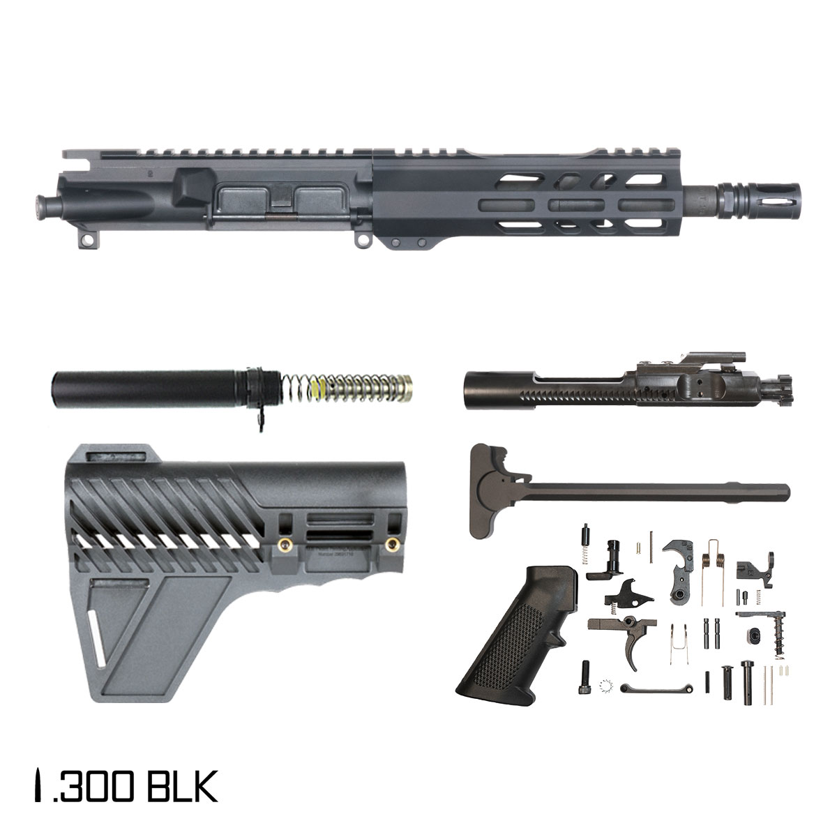Davidson Defense Phantom's Fury w/Gauntlet Arms Brace 8.5-inch Pistol-Gas 1:9 .300 BLK AR-15 Freefloat M-Lok Handguard Pistol Full Build Kit