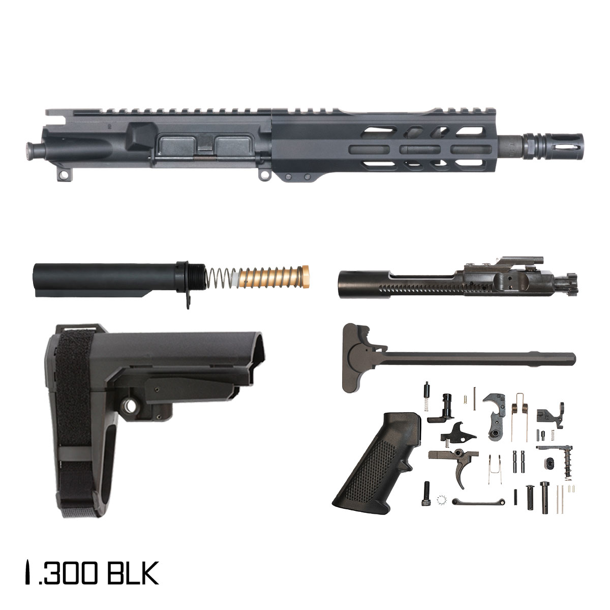 Davidson Defense Phantom's Fury w/SBA3 Brace 8.5-inch Pistol-Gas 1:9 .300 BLK AR-15 Freefloat M-Lok Handguard Pistol Full Build Kit