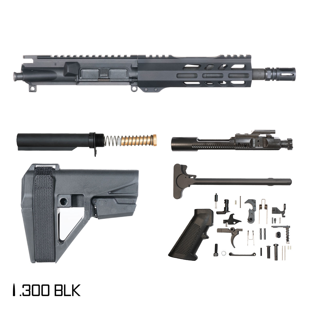 Davidson Defense Phantom's Fury w/SBA5 Brace 8.5-inch Pistol-Gas 1:9 .300 BLK AR-15 Freefloat M-Lok Handguard Pistol Full Build Kit