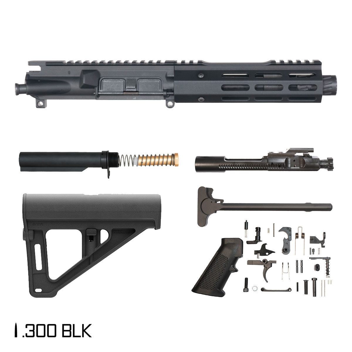 Davidson Defense High Noon w/Magpul BTR Brace 6-inch Pistol-Gas 1:7 .300 BLK AR-15 Freefloat M-Lok Handguard Pistol Full Build Kit