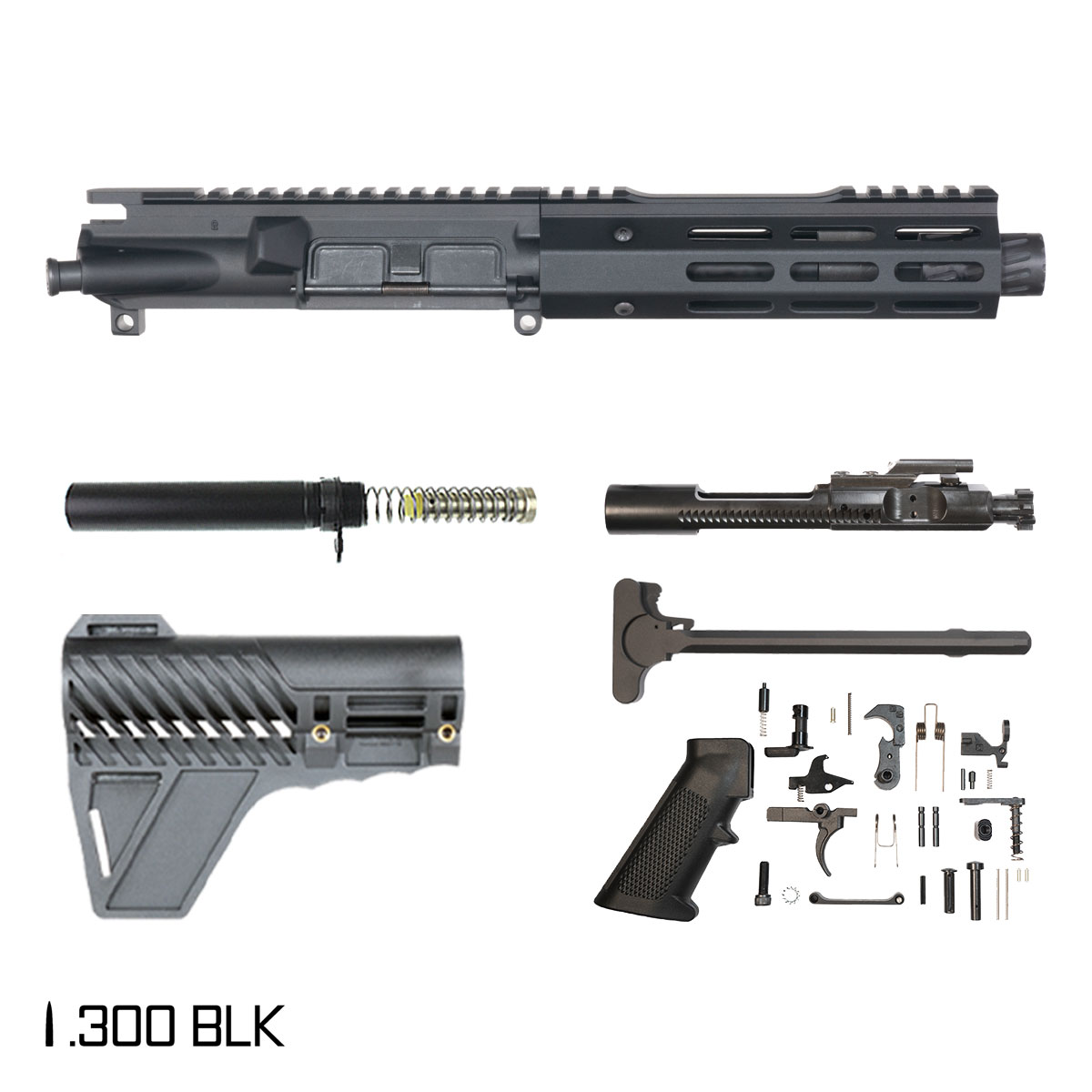 Davidson Defense High Noon w/Gauntlet Arms Brace 6-inch Pistol-Gas 1:7 .300 BLK AR-15 Freefloat M-Lok Handguard Pistol Full Build Kit