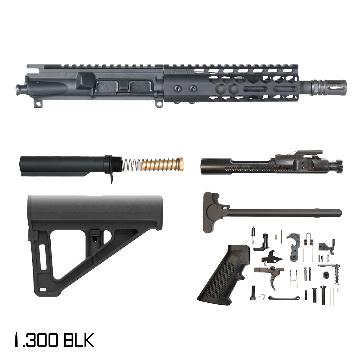 Davidson Defense Apiar w/Magpul BTR Brace 8.5-inch Pistol-Gas 1:9 .300 BLK AR-15 Freefloat M-Lok Handguard Pistol Full Build Kit