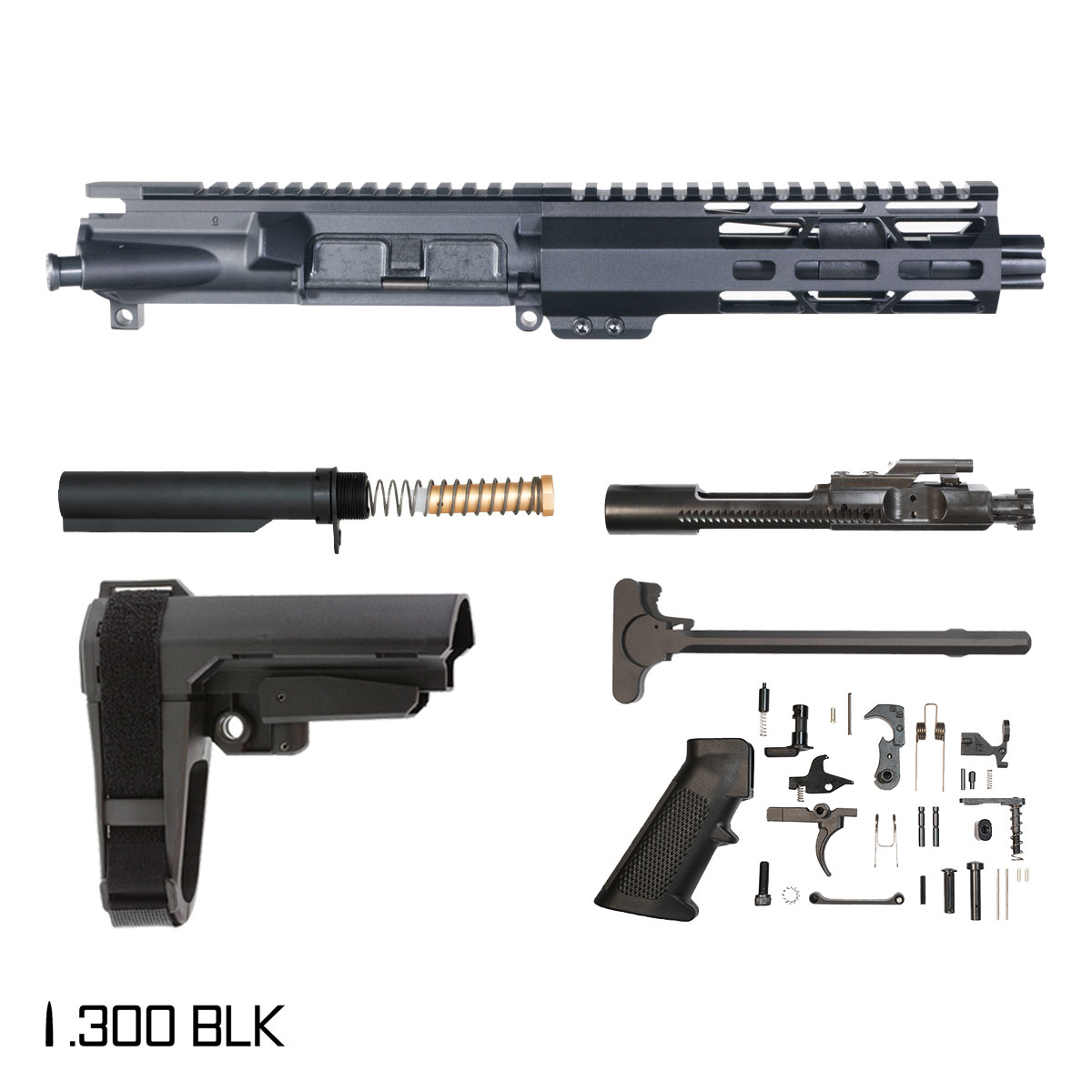 Davidson Defense Forsaken Void w/SBA3 Brace 6-inch Pistol-Gas 1:7 .300 BLK AR-15 Freefloat M-Lok Handguard Pistol Full Build Kit