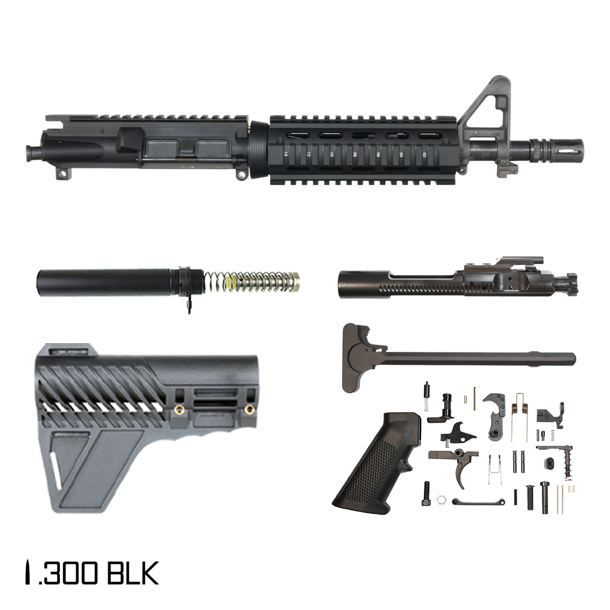 Davidson Defense Retro MK18 MOD 0 w/Gauntlet Arms Brace 10.5-inch Pistol-Gas 1:7 .300 BLK AR-15 FSB Carbine-Length Quad-Rail Handguard Pistol Full Build Kit