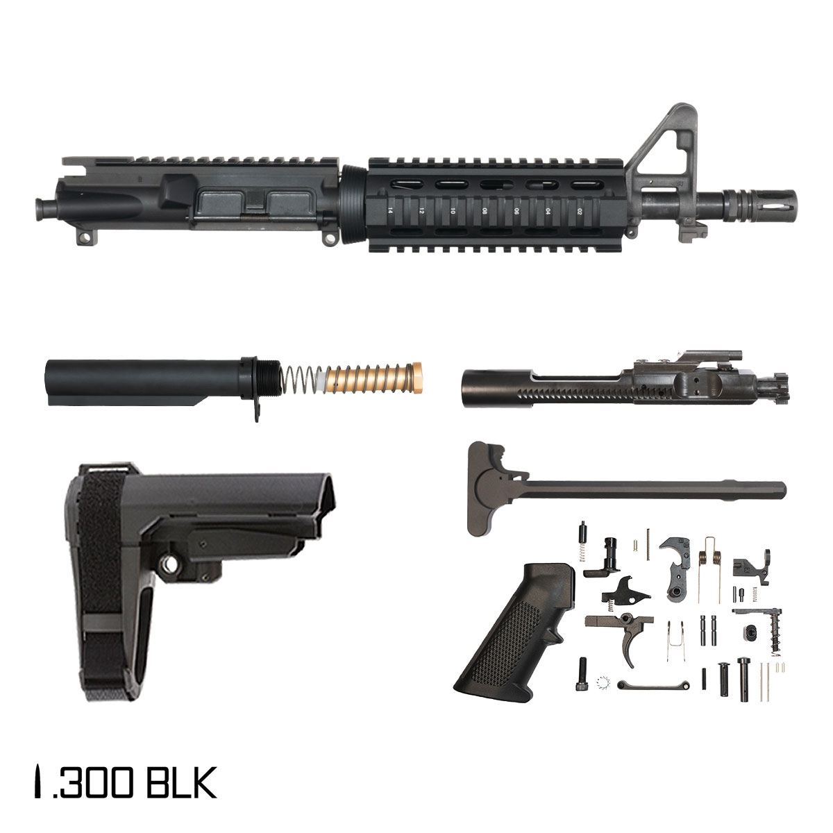 Davidson Defense Retro MK18 MOD 0 w/SBA3 Brace 10.5-inch Pistol-Gas 1:7 .300 BLK AR-15 FSB Carbine-Length Quad-Rail Handguard Pistol Full Build Kit