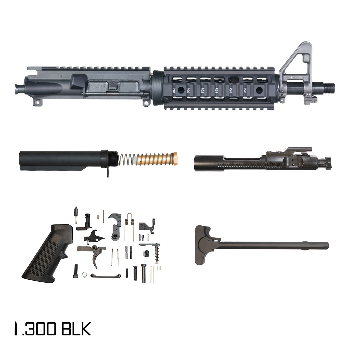 Davidson Defense Safehouse 10.5-inch Pistol-Gas 1:8 .300 BLK AR-15 FSB Carbine-Length Quad-Rail Handguard Pistol Full Build Kit, SBR Ready, Suppressor Ready