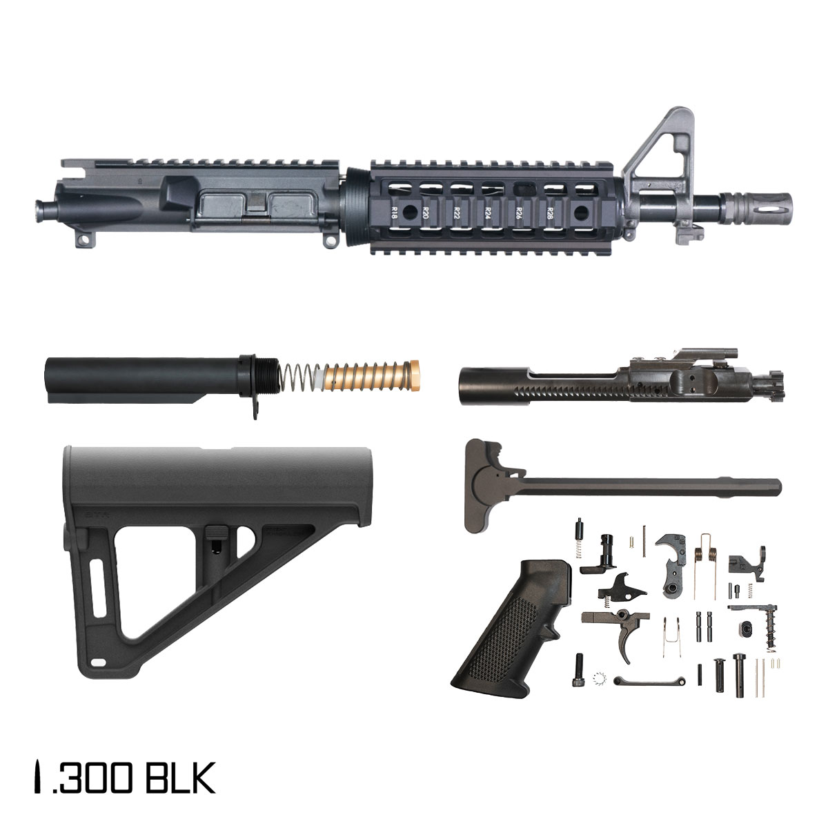 Davidson Defense Lockdown w/Magpul BTR Brace 10.5-inch Pistol-Gas 1:8 .300 BLK AR-15 FSB Carbine-Length Quad-Rail Handguard Pistol Full Build Kit