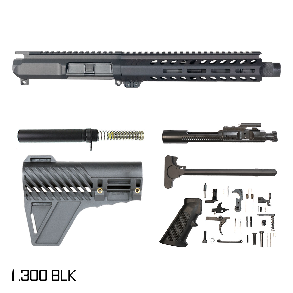 Davidson Defense Cutlass w/Gauntlet Arms Brace 8.5-inch Pistol-Gas 1:9 .300 BLK AR-15 Freefloat M-Lok Handguard Pistol Full Build Kit