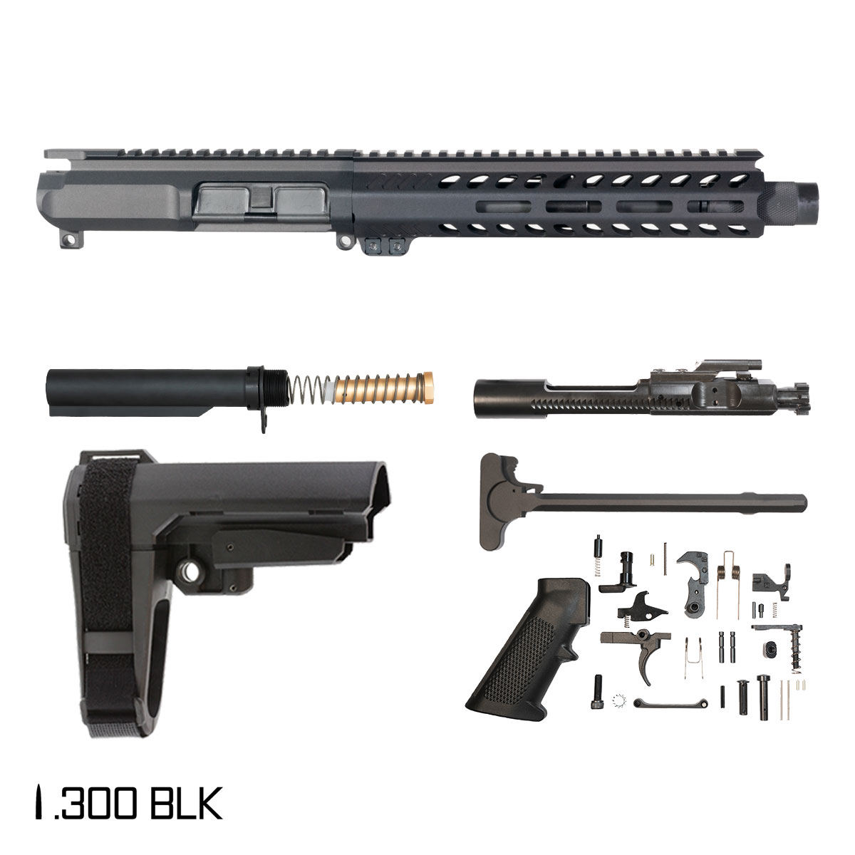 Davidson Defense Cutlass w/SBA3 Brace 8.5-inch Pistol-Gas 1:9 .300 BLK AR-15 Freefloat M-Lok Handguard Pistol Full Build Kit
