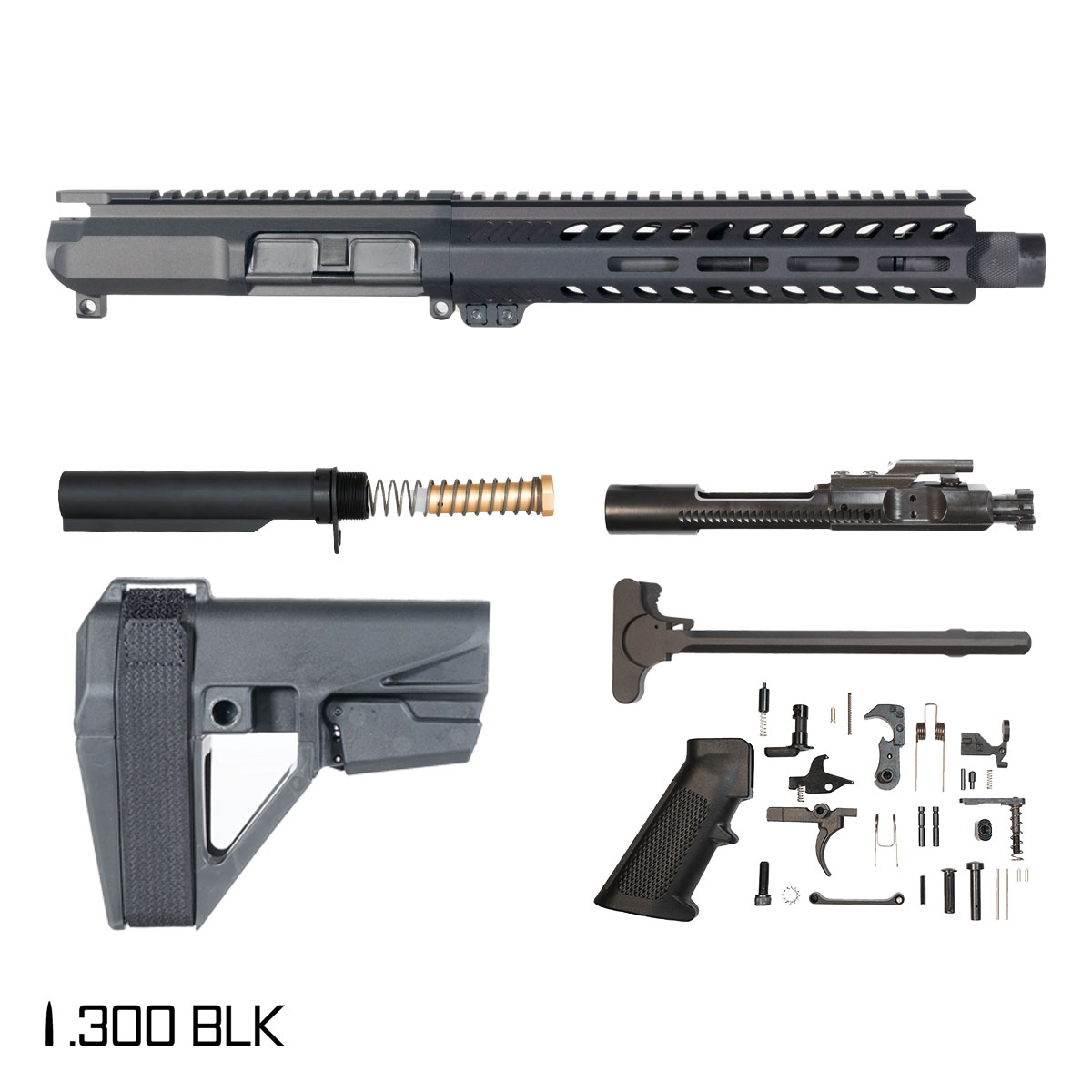 Davidson Defense Cutlass w/SBA5 Brace 8.5-inch Pistol-Gas 1:9 .300 BLK AR-15 Freefloat M-Lok Handguard Pistol Full Build Kit