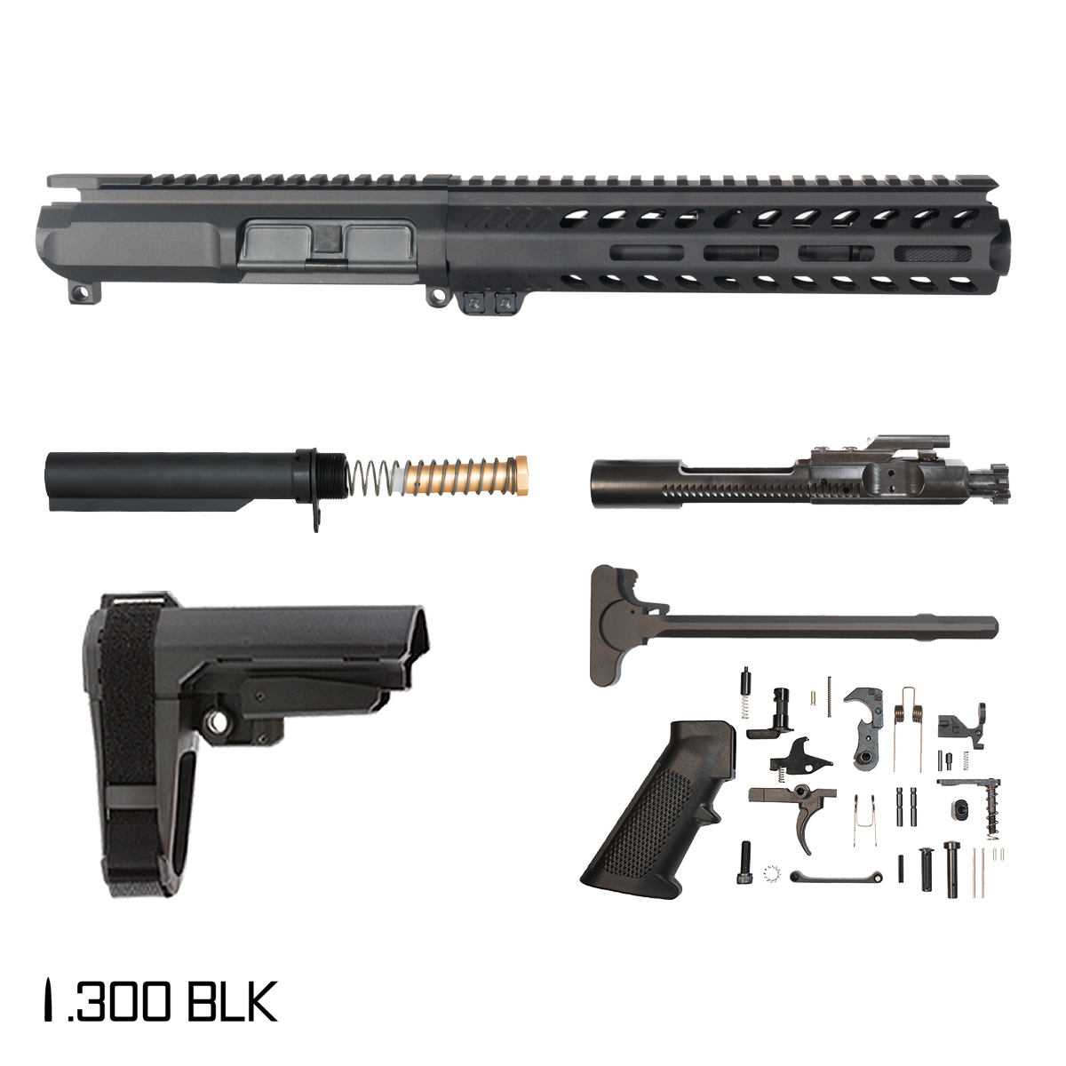 Davidson Defense Cutlass w/SBA3 Brace 7.5-inch Pistol-Gas 1:8 .300 BLK AR-15 Freefloat M-Lok Handguard Pistol Full Build Kit