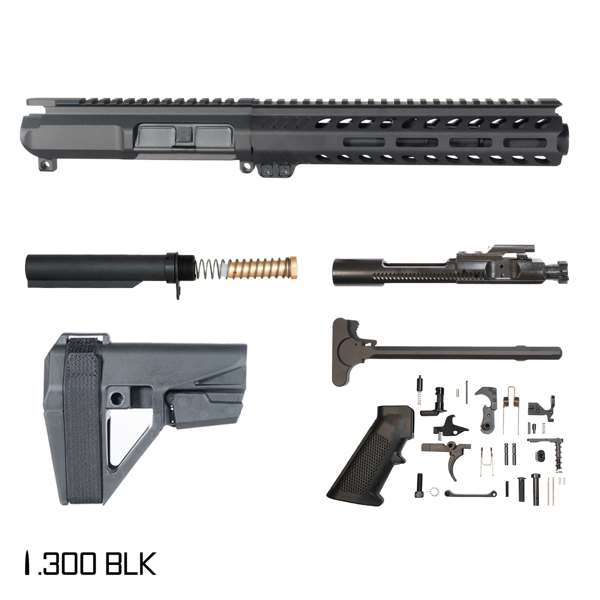 Davidson Defense Cutlass w/SBA5 Brace 7.5-inch Pistol-Gas 1:8 .300 BLK AR-15 Freefloat M-Lok Handguard Pistol Full Build Kit