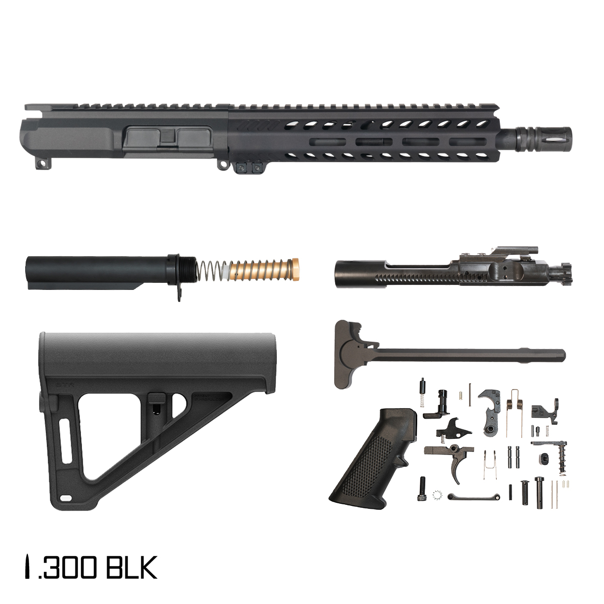 Davidson Defense Cutlass w/Magpul BTR Brace 10.5-inch Pistol-Gas 1:8 .300 BLK AR-15 Freefloat M-Lok Handguard Pistol Full Build Kit