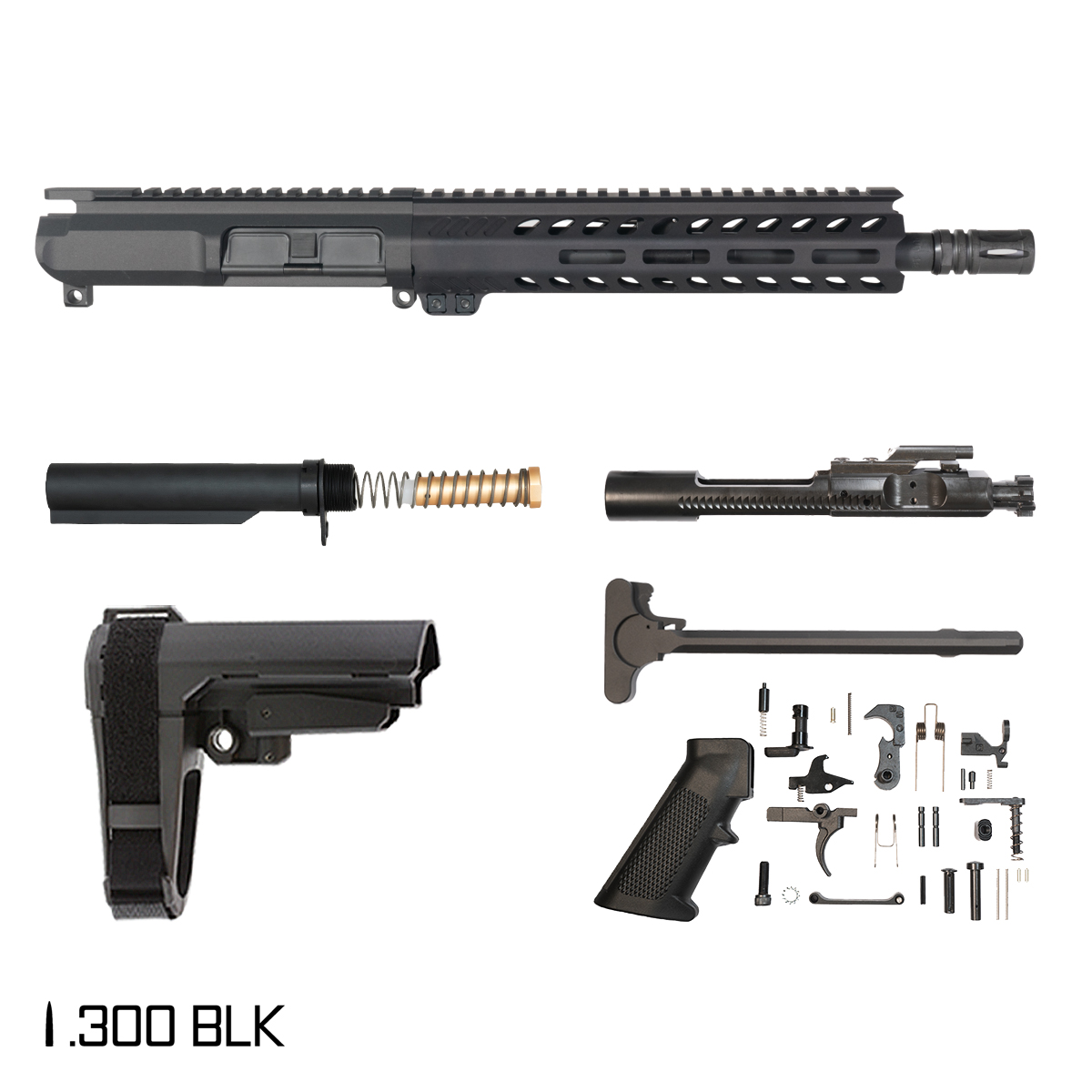 Davidson Defense Cutlass w/SBA3 Brace 10.5-inch Pistol-Gas 1:8 .300 BLK AR-15 Freefloat M-Lok Handguard Pistol Full Build Kit