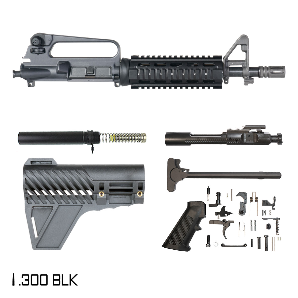 Davidson Defense Summit w/Gauntlet Arms Brace 10.5-inch Pistol-Gas 1:8 .300 BLK AR-15 FSB Carbine-Length Quad-Rail Handguard Pistol Full Build Kit