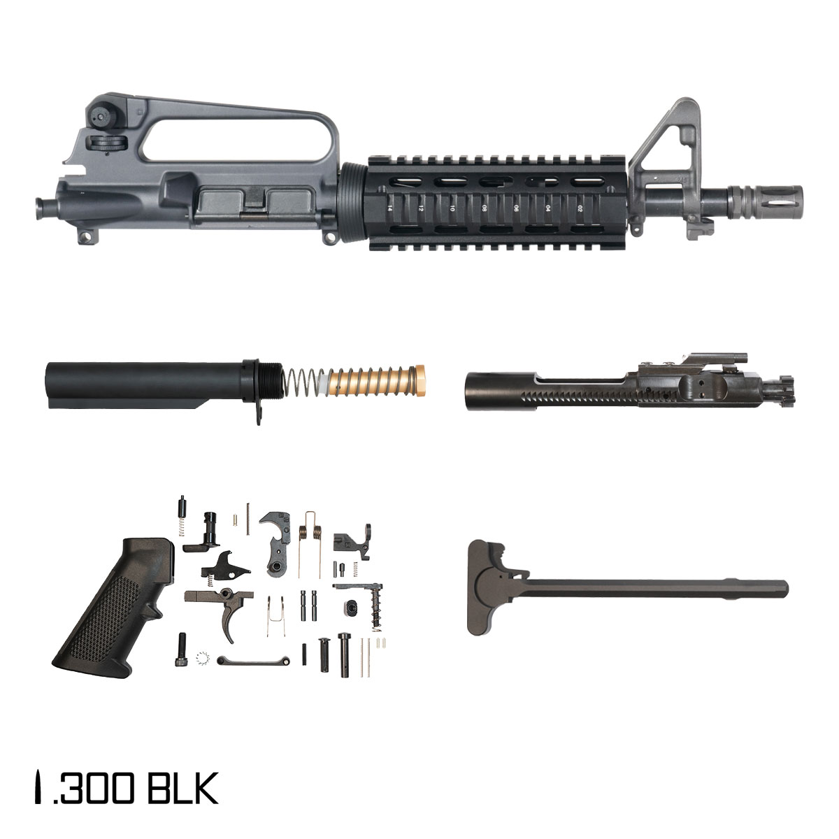 Davidson Defense Summit 10.5-inch Pistol-Gas 1:8 .300 BLK AR-15 FSB Carbine-Length Quad-Rail Handguard Pistol Full Build Kit, SBR Ready