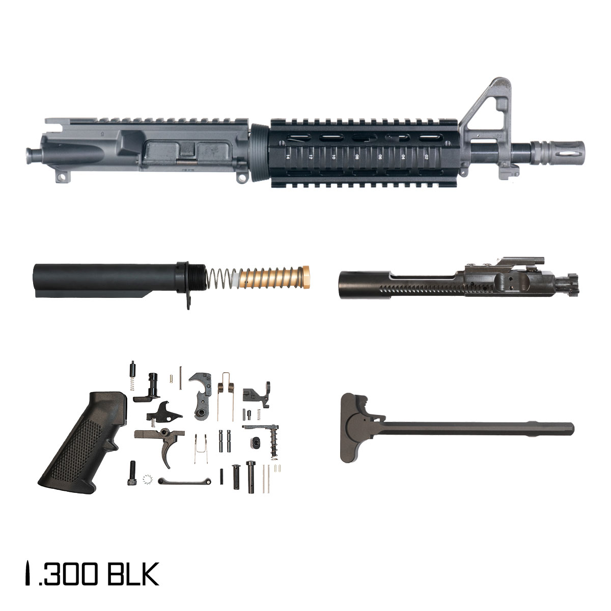 Davidson Defense Afterstate 10.5-inch Pistol-Gas 1:8 .300 BLK AR-15 FSB Carbine-Length Quad-Rail Handguard Pistol Full Build Kit, SBR Ready