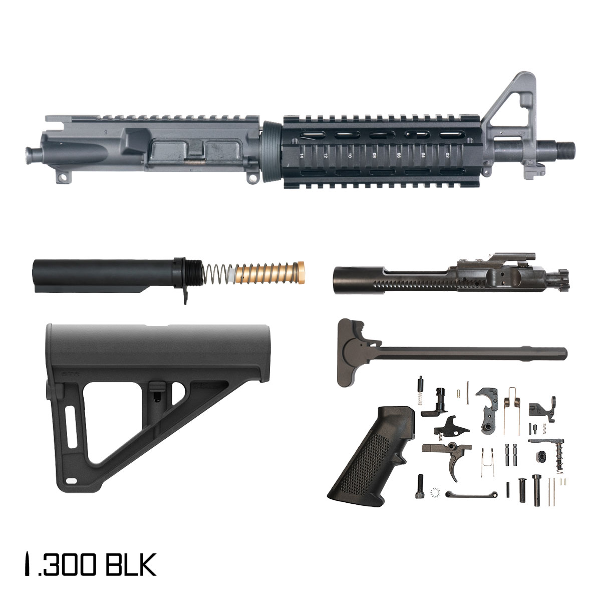 Davidson Defense Latency w/Magpul BTR Brace 10.5-inch Pistol-Gas 1:8 .300 BLK AR-15 FSB Carbine-Length Quad-Rail Handguard Pistol Full Build Kit, Suppressor Ready