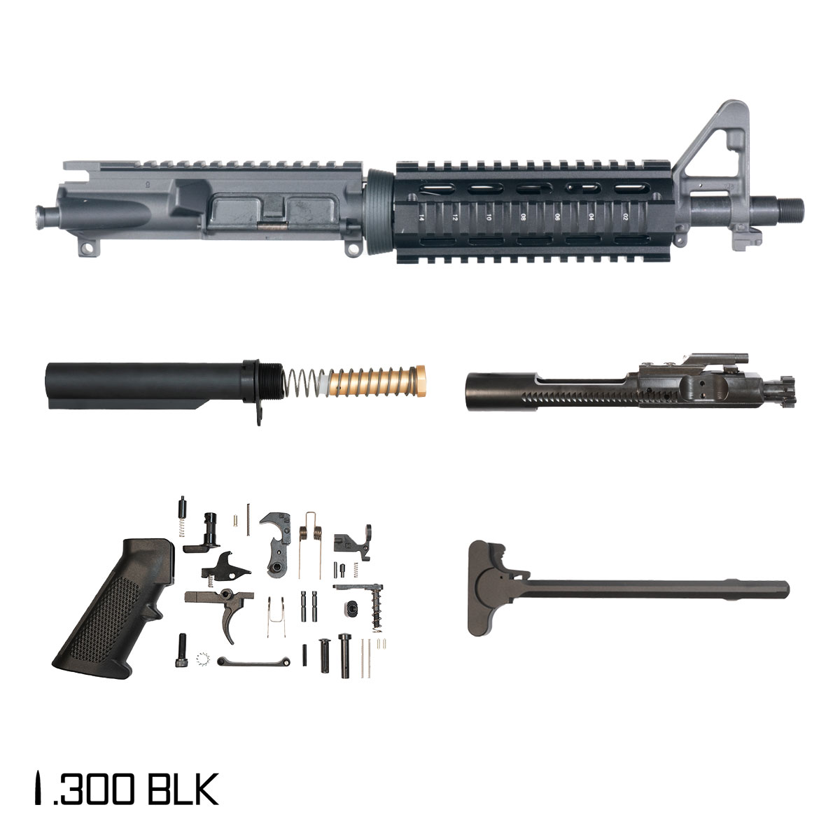 Defense Davidson Latency 10.5-inch Pistol-Gas 1:8 .300 BLK AR-15 FSB Carbine-Length Quad-Rail Handguard Pistol Full Build Kit, SBR Ready, Suppressor Ready