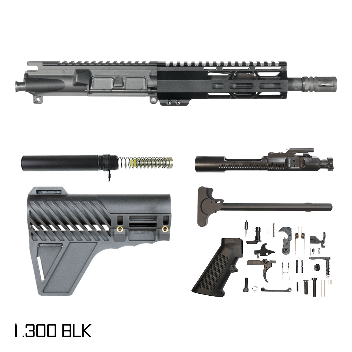 Davidson Defense Controlpoint w/Gauntlet Arms Brace 8.5-inch Pistol-Gas 1:9 .300 BLK AR-15 Freefloat M-Lok Handguard Pistol Full Build Kit