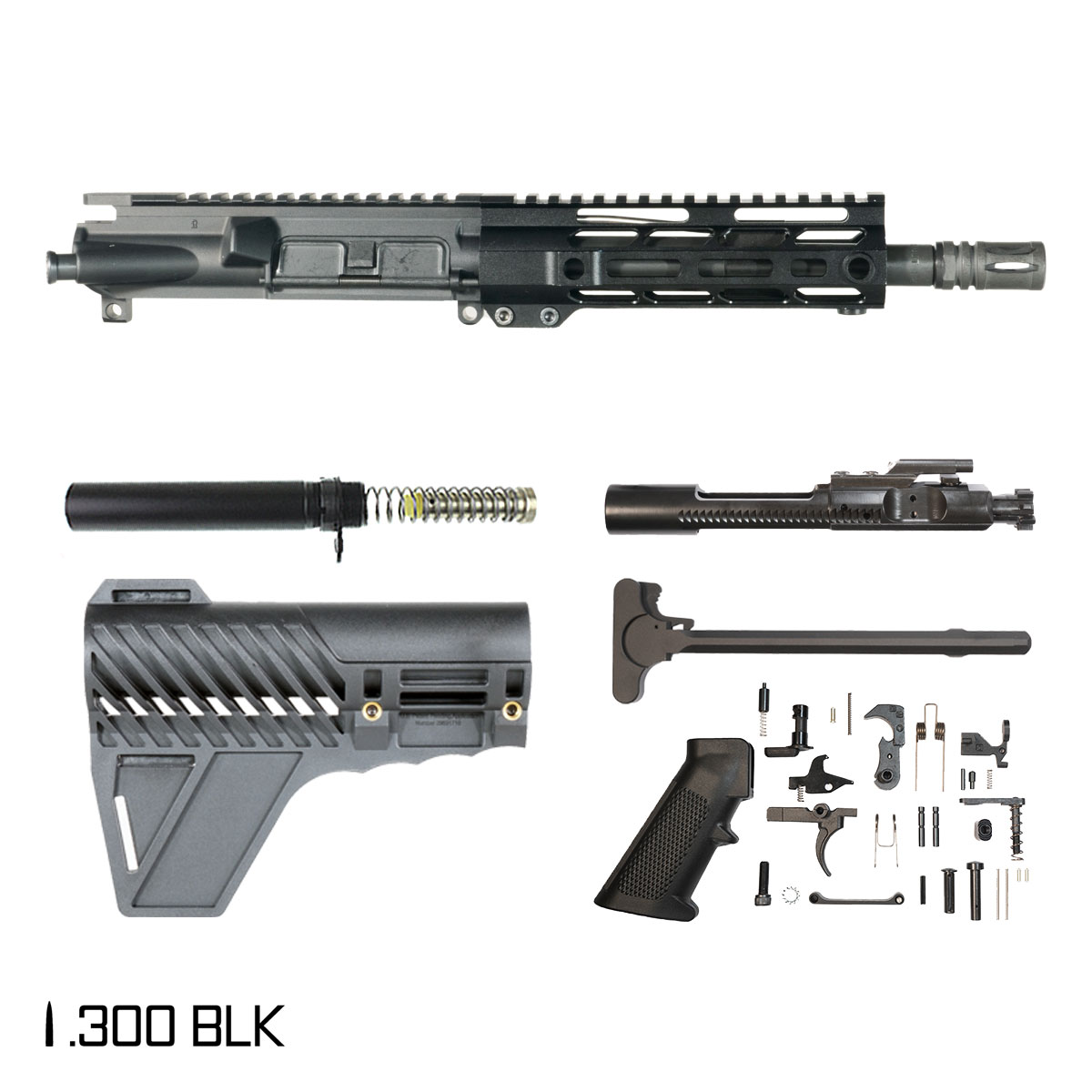 Davidson Defense Blemished Reachback w/Gauntlet Arms Brace 8.5-inch Pistol-Gas 1:9 .300 BLK AR-15 Freefloat M-Lok Handguard Pistol Full Build Kit