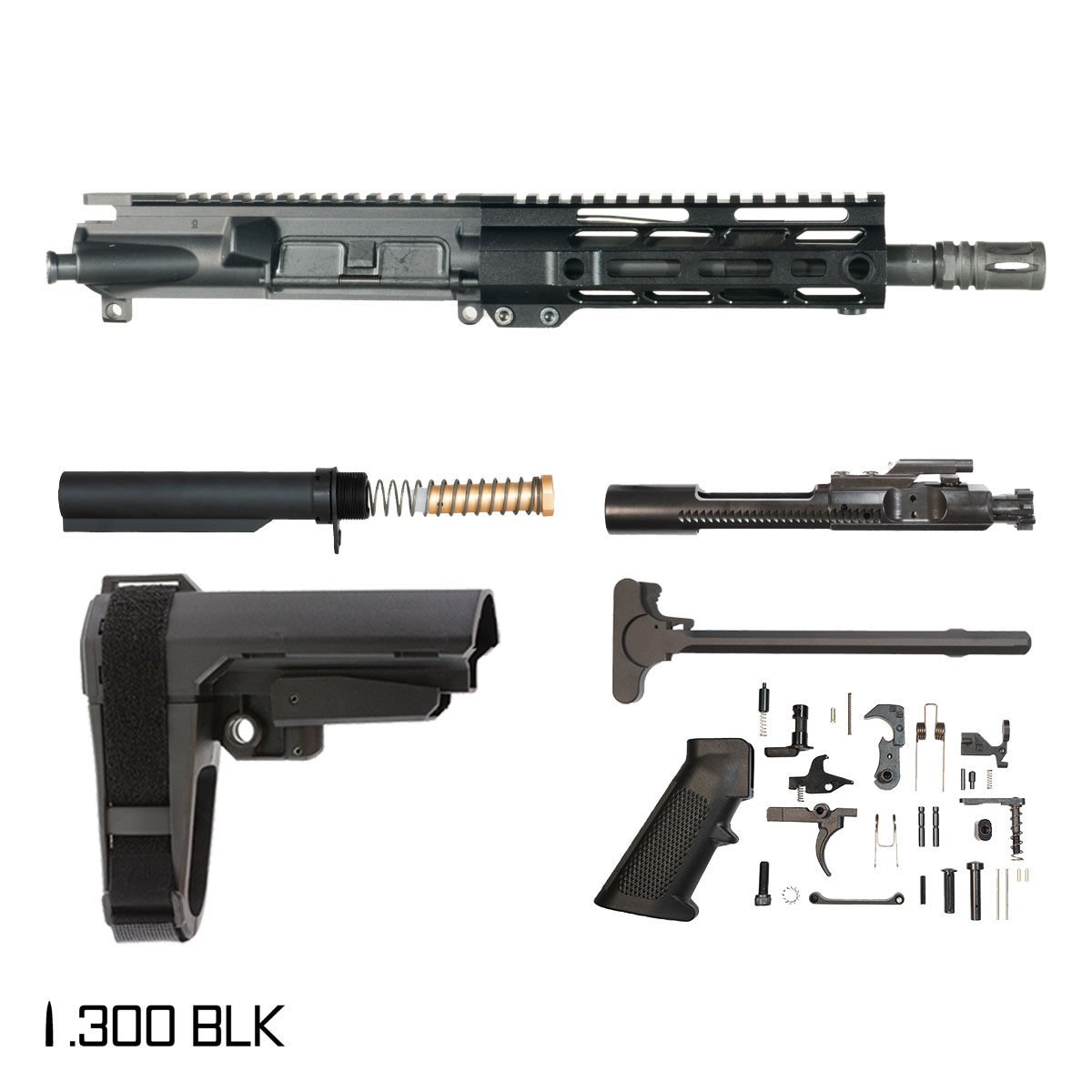 Davidson Defense Blemished Reachback w/SBA3 Brace 8.5-inch Pistol-Gas 1:9 .300 BLK AR-15 Freefloat M-Lok Handguard Pistol Full Build Kit