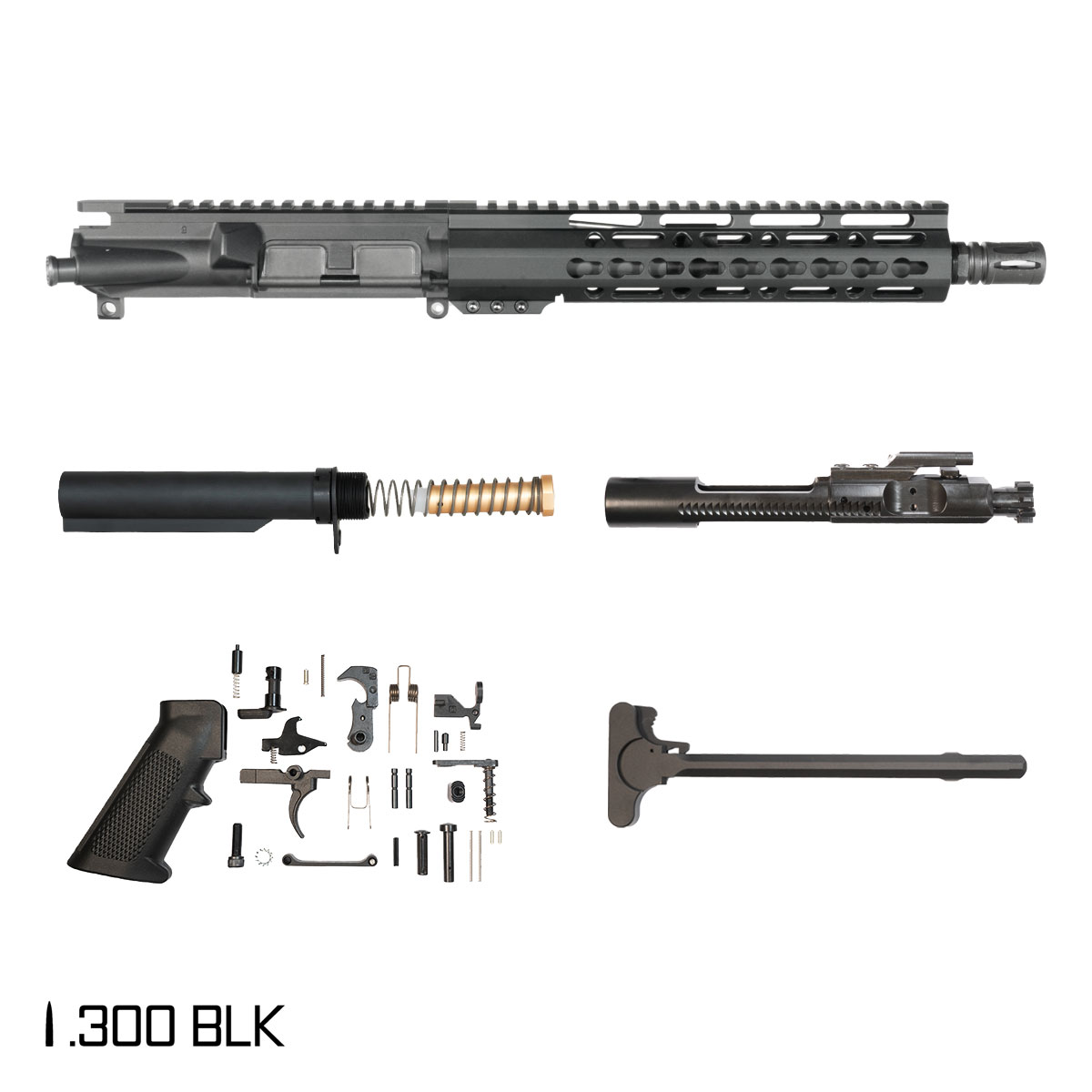 Davidson Defense Mutton Chops V2 10.5-inch Pistol-Gas 1:8 .300 BLK AR-15 Freefloat Keymod Handguard Pistol Full Build Kit, SBR Ready