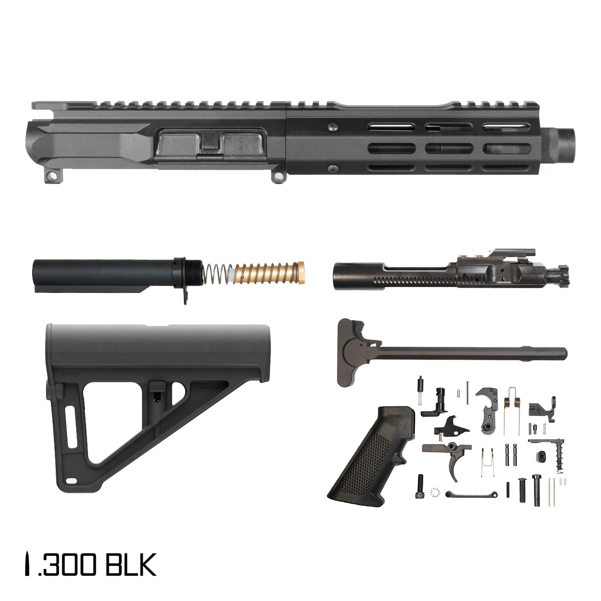 Davidson Defense Ronin Competition w/Magpul BTR Brace 6-inch Pistol-Gas 1:7 .300 BLK AR-15 Freefloat M-Lok Handguard Pistol Full Build Kit