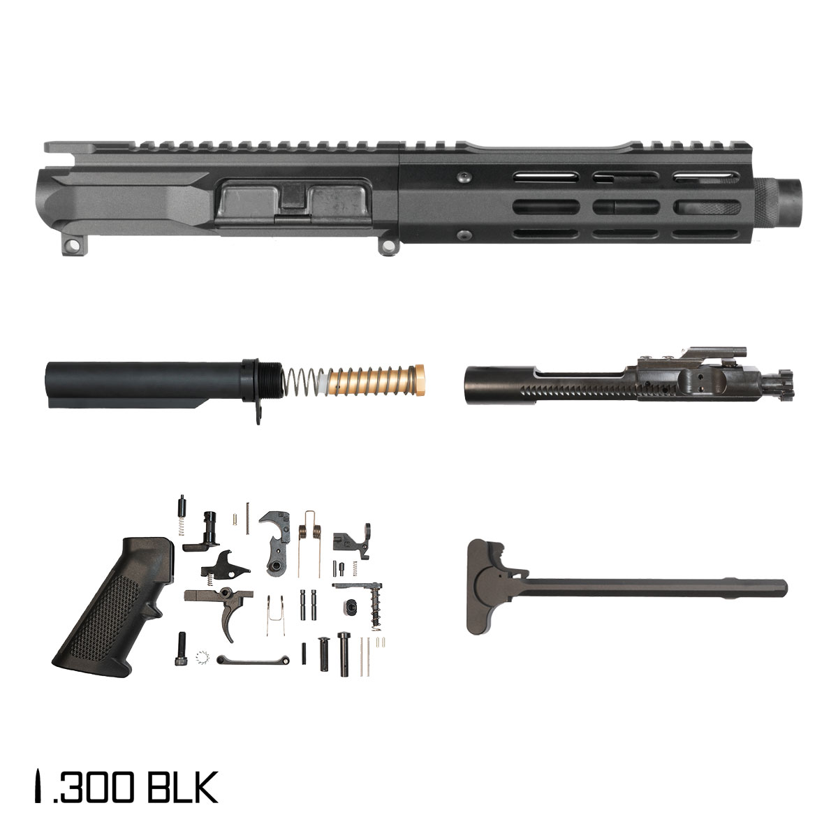Davidson Defense Ronin Competition 6-inch Pistol-Gas 1:7 .300 BLK AR-15 Freefloat M-Lok Handguard Pistol Full Build Kit, SBR Ready