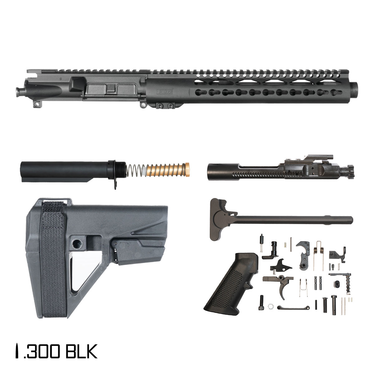Davidson Defense Warden Enforcer w/SBA5 Brace 10.5-inch Pistol-Gas 1:8 .300 BLK AR-15 Freefloat Keymod Handguard Pistol Full Build Kit